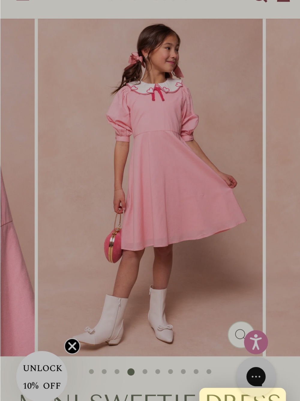 Ivy City Co Pink Dress with White Sweetheart Collar NWT